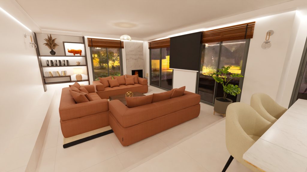 Salon en U moderne et conviviale